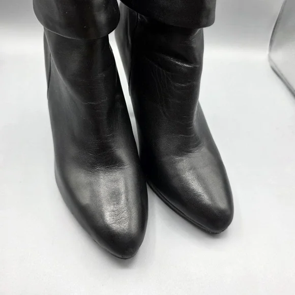 LRL Lauren Ralph Lauren Leola Booties Womens 8 Black Leather Stiletto Zipper - Picture 2 of 12